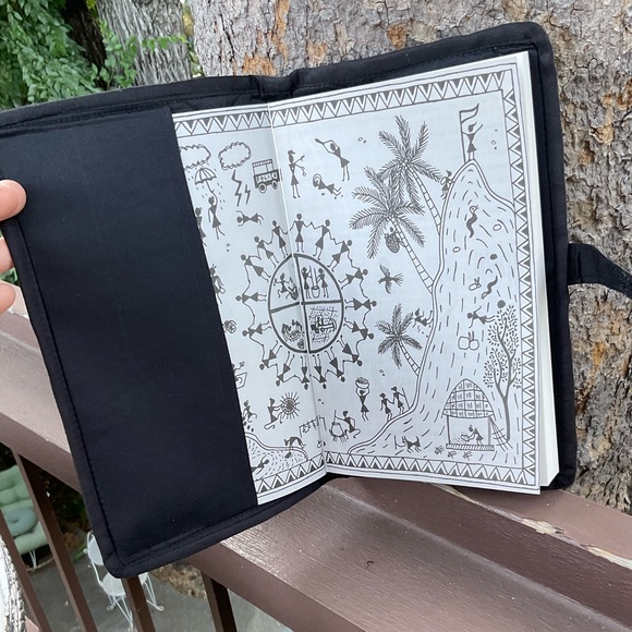 Women working together NEW journal handmade yellow quilted tribal book cover - Picture 8 of 13